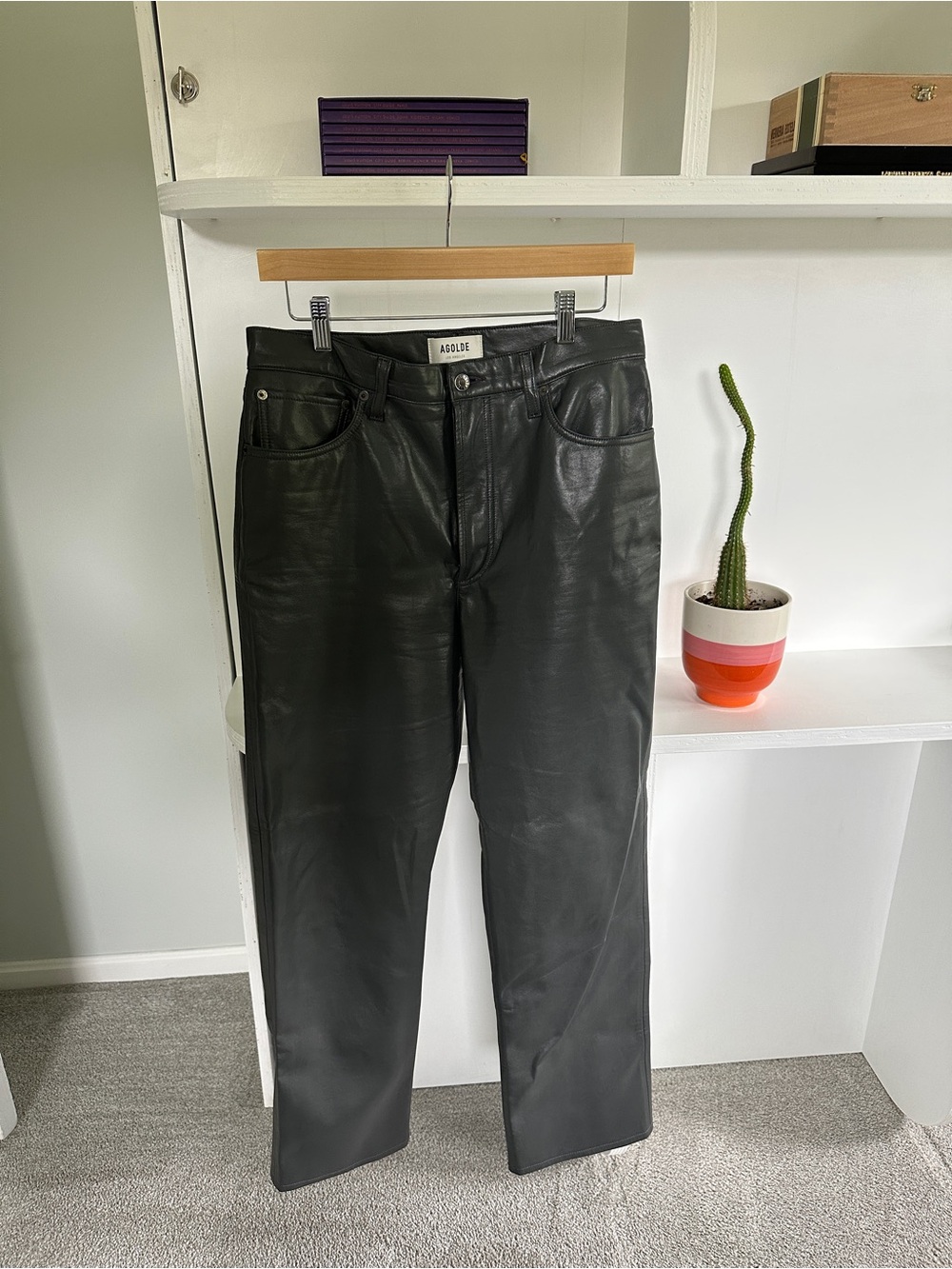 Agolde Women's Leather Pants in Black